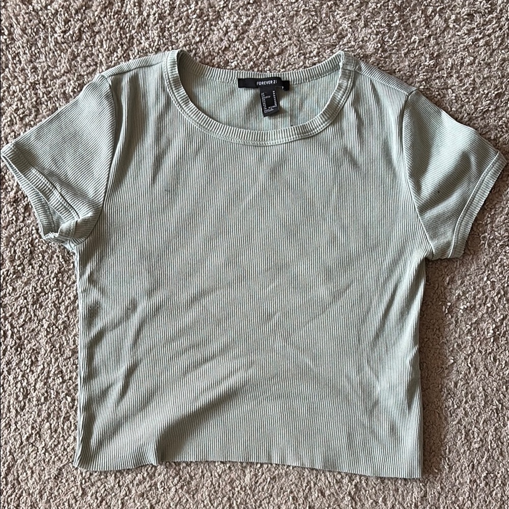 Forever 21 Green Fitted Crop T-Shirt